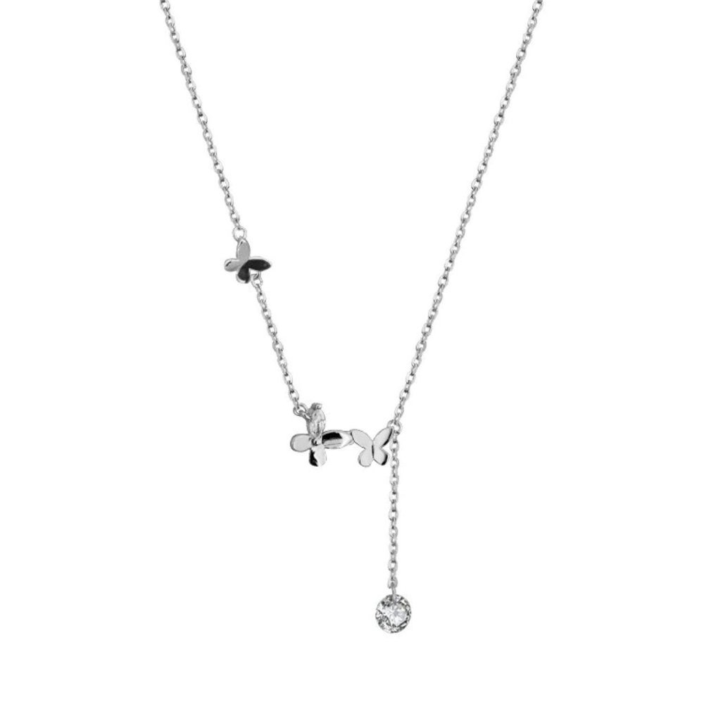 NEW Sterling Silver Diamond Butterfly Necklace - Picture 15 of 15